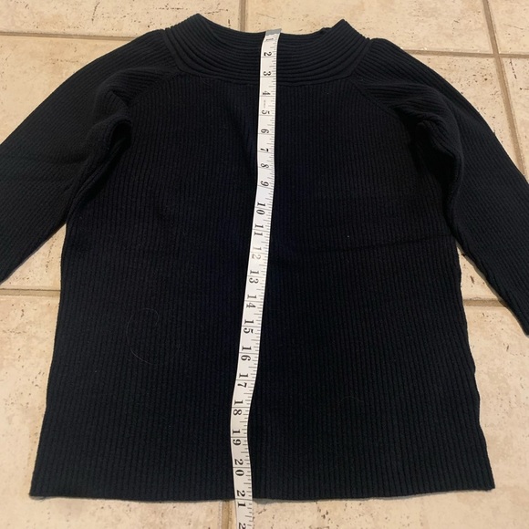 Dressbarn Black Ribbed 3/4 Sleeve Mock Neck Top - Size Large - Picture 6 of 6